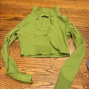 Zara Green Ribbed Crop Top